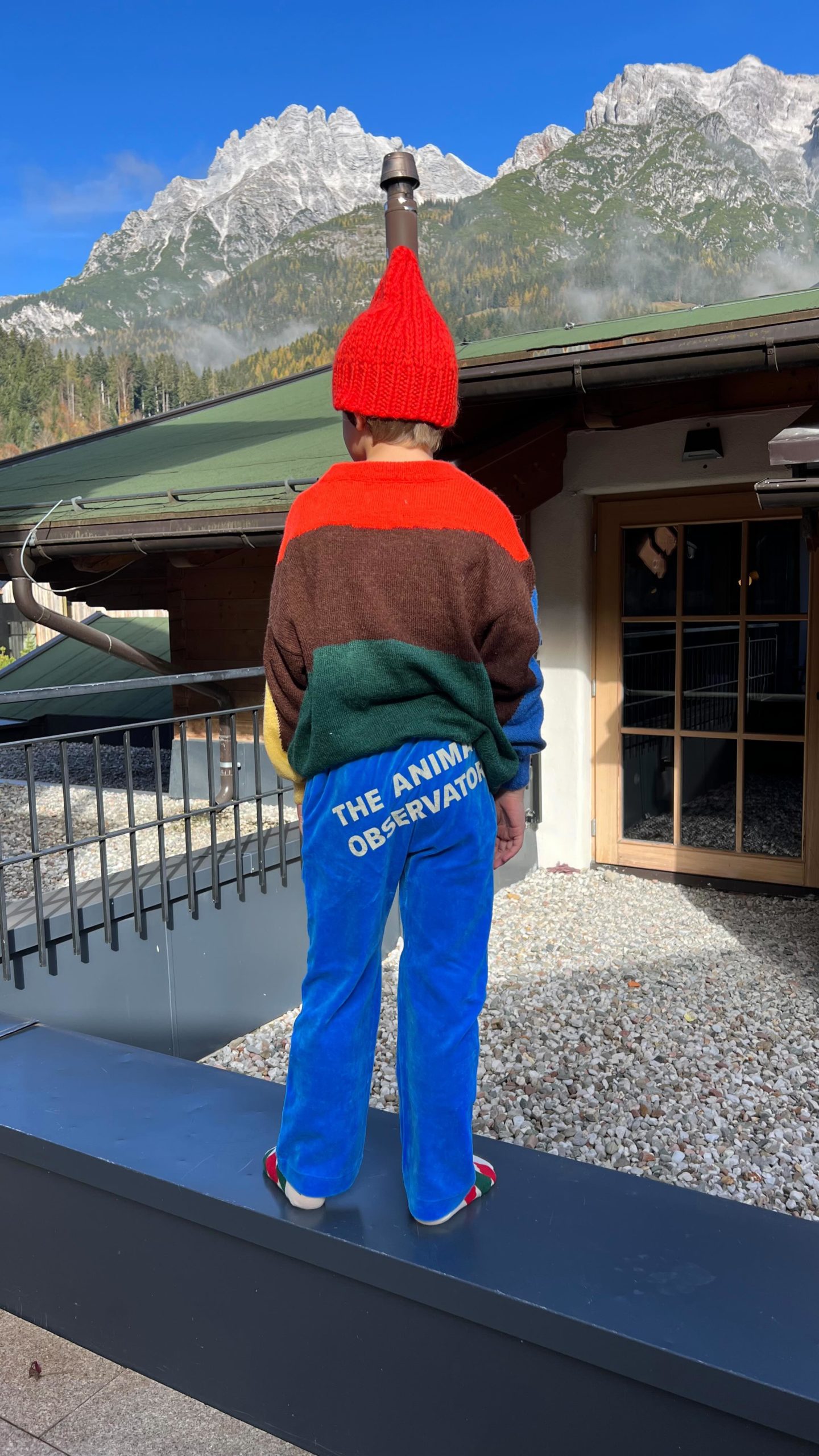 [Advertising] A little postcard from us to you  We‘ve been off for a week, snuggling and breathing and enjoying the silence of the mountains. Thank you @theanimalsobservatory for the kid’s cosy pieces. We like them a lot. 🦆🐆 #BeAGoodAnimal